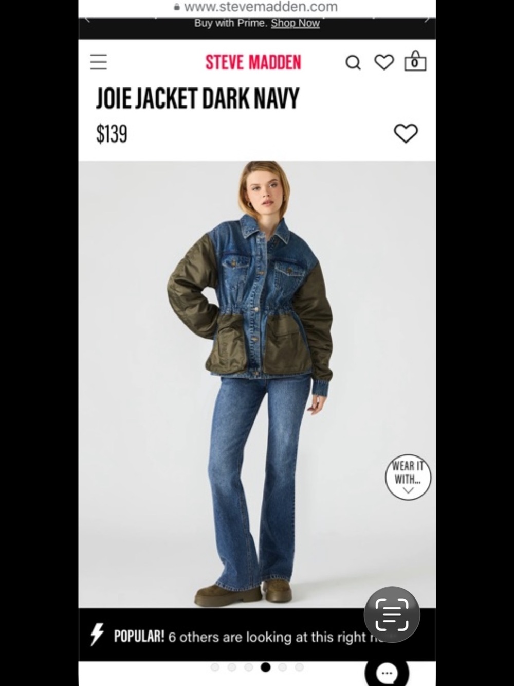 Steve Madden Two-Tone Denim and Olive Utility Jacket